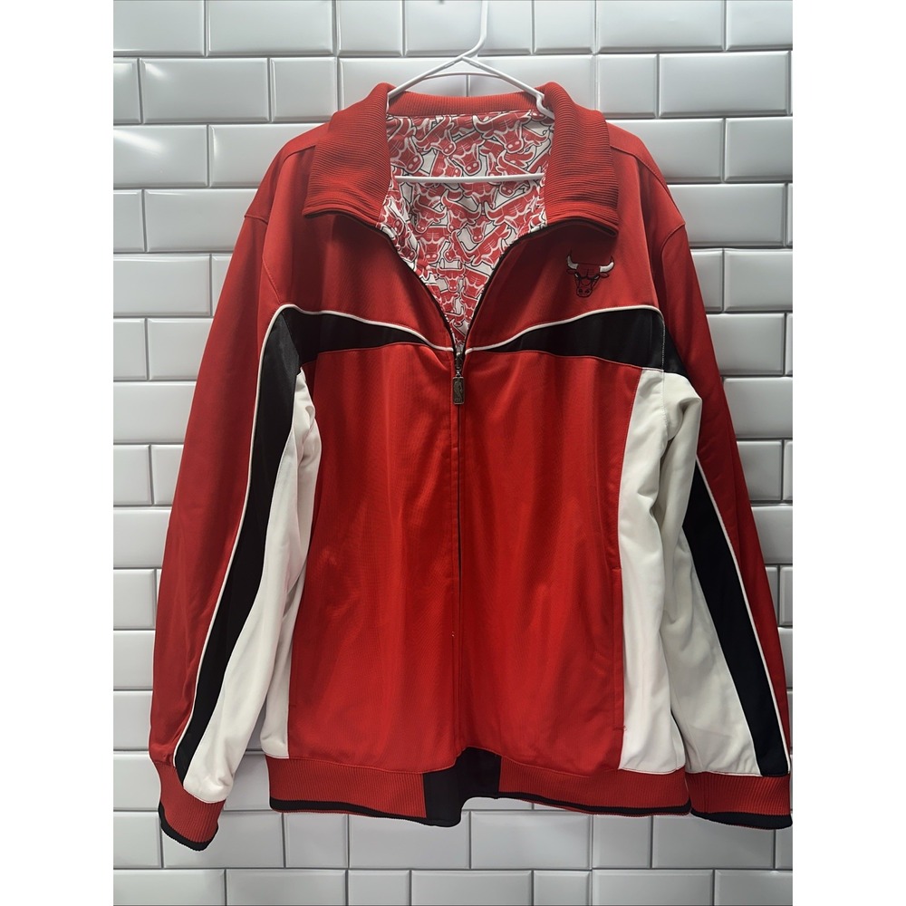 UNK NBA Chicago Bulls Men's Size 2XL Reversible Full Zip Red White Basketball